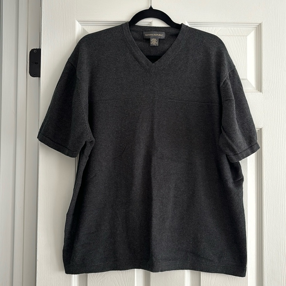 Banana Republic men's cotton sweater.  Charcoal grey.